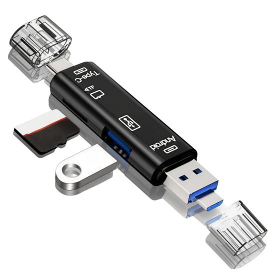 BUFFER® 5 In 1 Çok Fonksiyonlu USB 2.0 Micro Sd Kart Okuyucu - Usb/micro Usb/type-C Çıkışlı, Otg Çevirici
