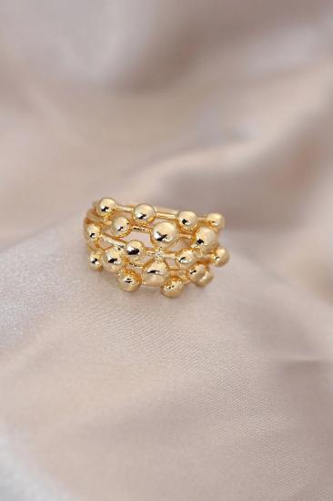 Mey İthalat® Ayarlamalı Gold Renk Metal Bombeli Boluncuk Model Yüzük