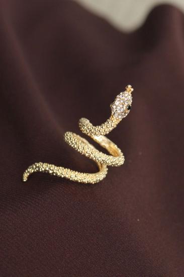 Mey İthalat® Ayarlanabilir Gold Renk Zirkon Taşlı Yılan Yüzük