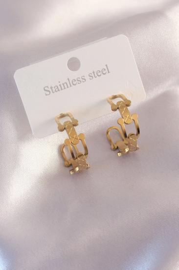 Mey İthalat® Çelik Gold Renk Tifanny Zincir Model Kadın Küpe