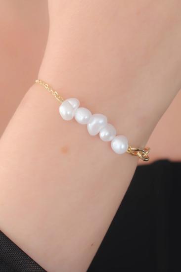 Mey İthalat® Gold Renk İnci Boncuk Model Kadın Bileklik