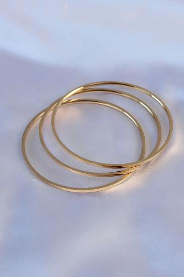 Mey İthalat® 316L Çelik Gold Renk 3’lü Ajda Model Kadın 60 mm Bilezik