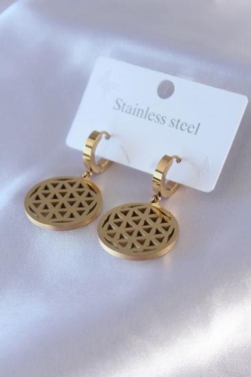 Mey İthalat® 316L Çelik Gold Renk Lotus Model Kadın Küpe