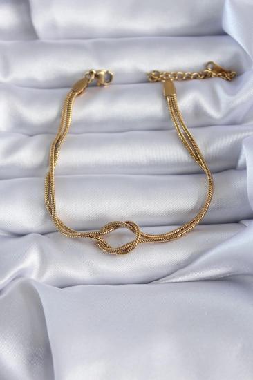Mey İthalat® 316L Çelik Gold Renk Düğüm Model Kadın Bileklik