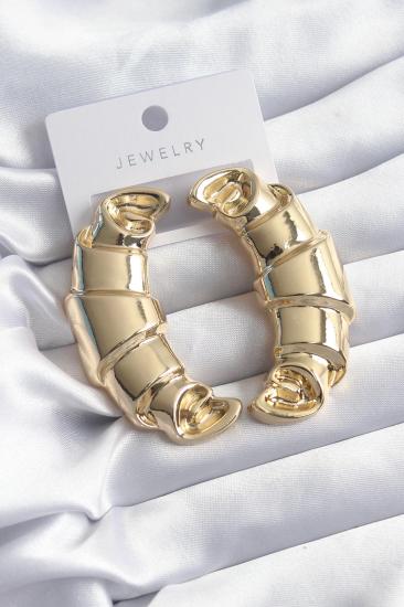 Mey İthalat® Pirinç Gold Renk Kruvasan Model Kadın Küpe