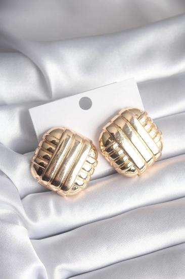 Mey İthalat® Pirinç Gold Renk İşleme Detay Kadın Küpe