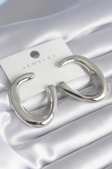 Mey İthalat® Pirinç Gümüş Renk Halka Model Kadın Küpe