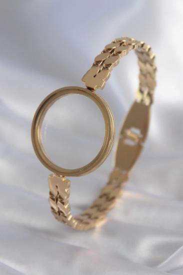 Mey İthalat® 316L Çelik Gold Renk Arpa İşleme Açılabilir Fanus Model Kadın Kelepçe
