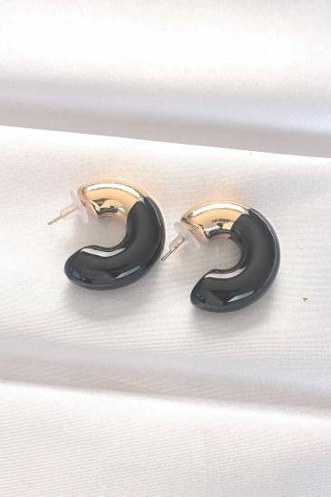 Mey İthalat® CCB Siyah Gold Çift Renk Küpe