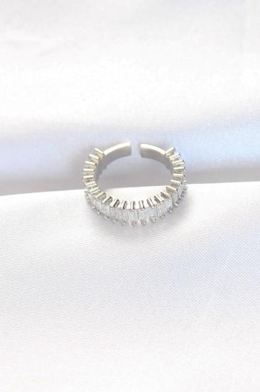 Mey İthalat® Sıralı Baget Taşlı Silver Renk Ayarlanabilir Yüzük