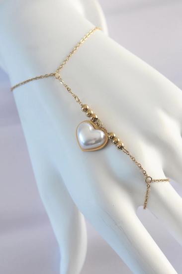 Mey İthalat® 316L Çelik Gold Renk Beyaz Bubble Kalp Tasarımlı Şahmeran