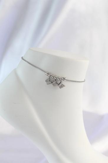 Mey İthalat® 316L Çelik Gümüş Renk Minimal Kelebek Tasarımlı Halhal