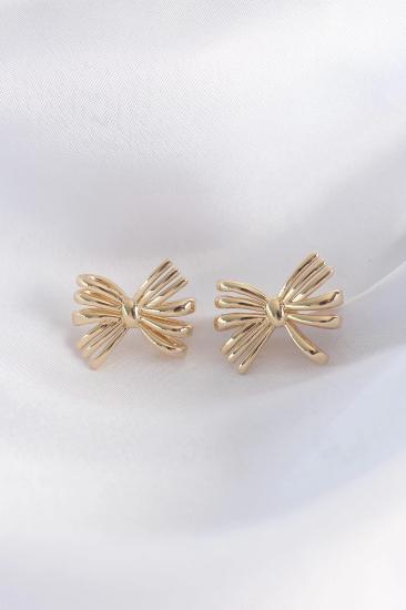 Mey İthalat® Pirinç Gold Renk Fiyonk Küpe