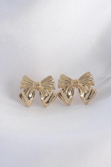 Mey İthalat® Pirinç Gold Renk Fiyonk Küpe