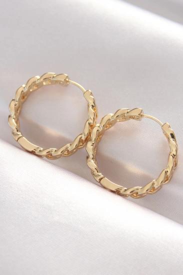 Mey İthalat® Pirinç Gold Renk Zincir Model Halka Küpe