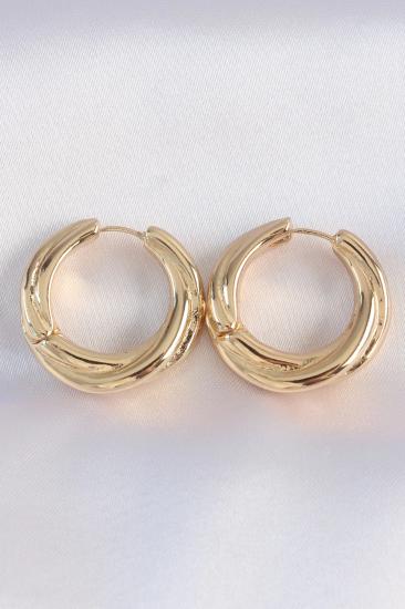 Mey İthalat® Pirinç Gold Renk Asimetrik Kıvrım Küpe
