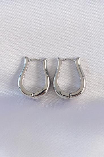 Mey İthalat® Pirinç Gümüş Renk İçi Boş Gül Küpe