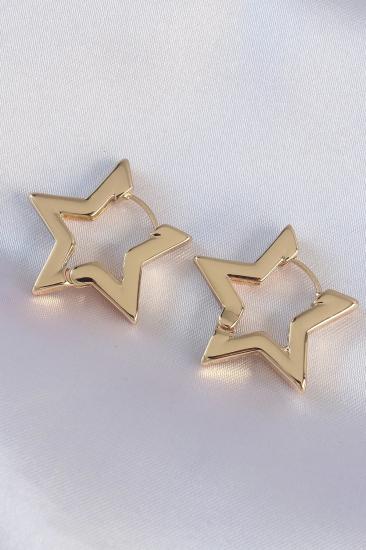 Mey İthalat® Pirinç Gold Renk Yıldız Küpe