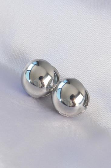 Mey İthalat® Pirinç Gümüş Renk İçi Boş Minimal Topçuk Küpe