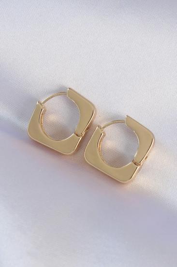 Mey İthalat® Pirinç Gold Renk Kare Küpe