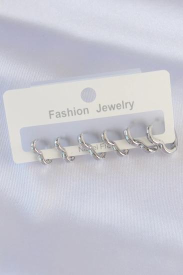 Mey İthalat® Pirinç Gümüş Renk Kalp Model Küpe Seti