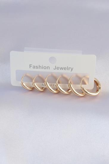 Mey İthalat® Pirinç Gold Renk Oval Küpe Seti