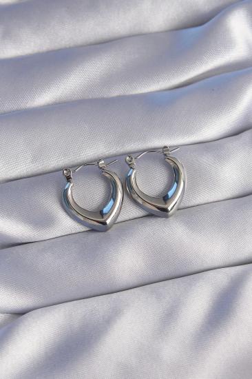 Mey İthalat® 316L Çelik Gümüş Renk İçi Oval Tasarımlı Küpe