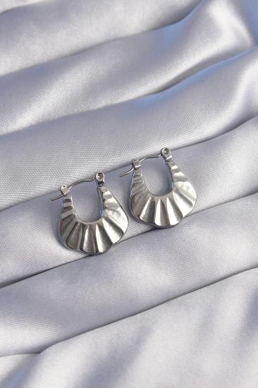 Mey İthalat® 316L Çelik Gümüş Renk Kabartmalı Görünüm Küpe