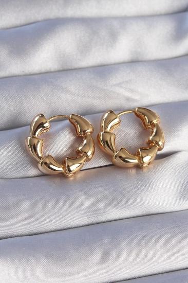 Mey İthalat® Pirinç Gold Renk Damla Kıvrım Tasarımlı Halka Küpe