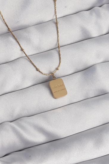Mey İthalat® 316L Çelik Gold Renk Kare Charm Model Kolye
