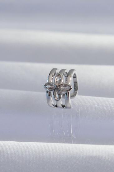 Mey İthalat® Pirinç Gümüş Renk Yonca Earcuff Küpe