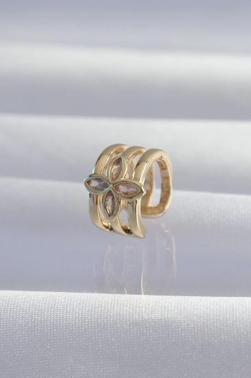 Mey İthalat® Pirinç Gold Renk Yonca Earcuff Küpe