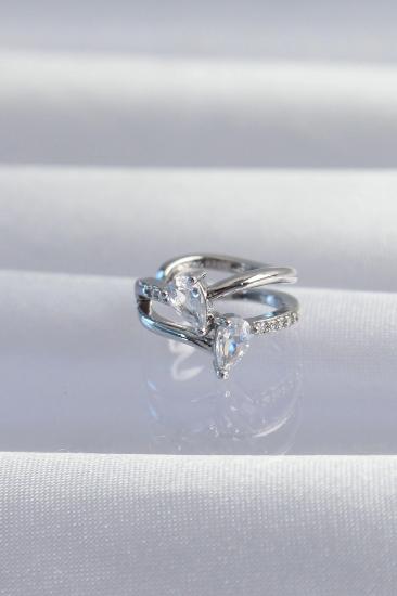 Mey İthalat® Pirinç Gümüş Renk Zirkon Taşlı Damla Earcuff Küpe