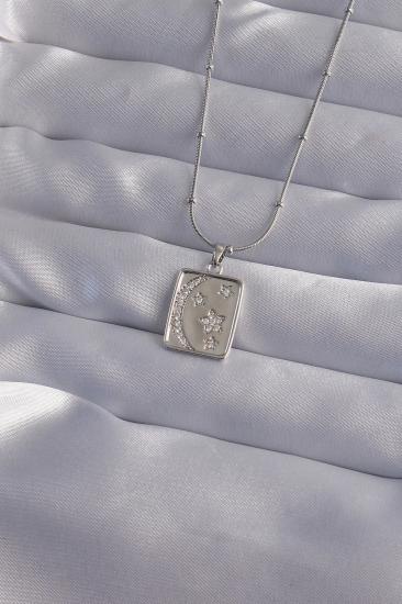 Mey İthalat® 316L Çelik Zincir Gümüş Renk Zirkon Taşlı Ay Yıldız Figürlü Tarot Kolye
