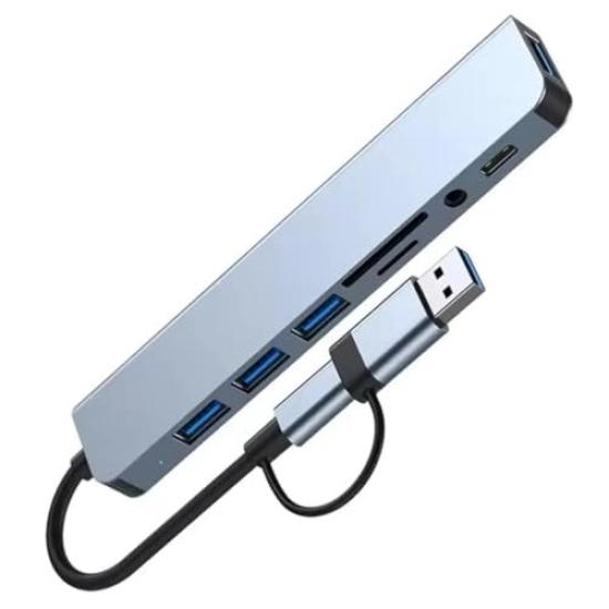 1060 8 in 2 USB-C & USB 3.0 Hub Çoklayıcı USB, Type-C, SD/TF ve Aux Çevirici x USB 3.0: 5Gbps ultra hızlı veri transferi. Klavye, mouse ve yazıcılar i