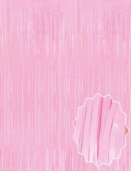 Mey İthalat® Soft Pembe Püsküllü Kapı Perdesi - Parti, Baby Shower, Cinsiyet Partisi 1x2 m