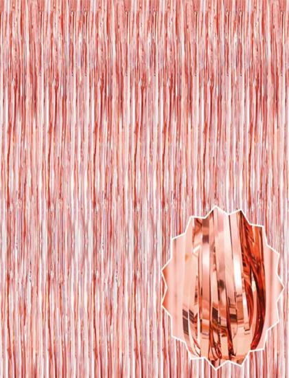 Mey İthalat® Rose Gold Püsküllü Kapı Perdesi - Parti, Bekarlığa Veda, Doğum Günü 1x2 m