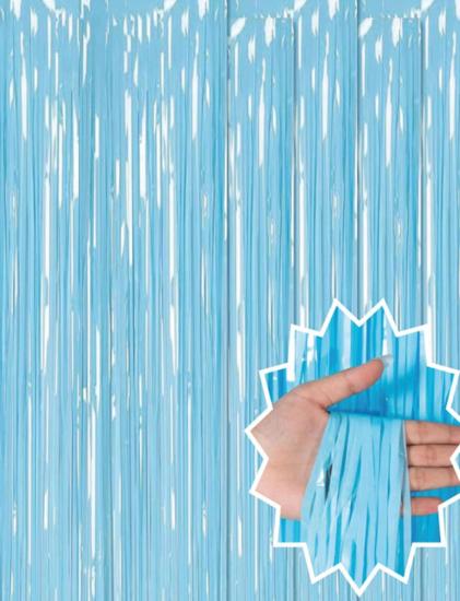 Mey İthalat® Soft Mavi Püsküllü Kapı Perdesi - Parti, Baby Shower, Sünnet Süsü, Cinsiyet Partisi 1x2 m