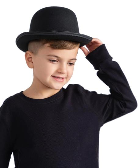 Mey İthalat® Charlie Chaplin Stil Çocuk Şapkası – Siyah Melon Parti Şapkası