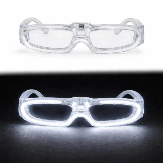 Mey İthalat® Beyaz LED Işıklı Parti Gözlüğü 3 Modlu – Glow & Gece Eğlence Gözlüğü