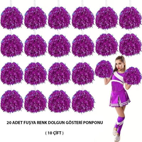 Mey İthalat® 10 Çift ( 20 Adet ) Mor Renk 23 Nisan 19 Mayıs 29 Ekim Okul Gösteri Ponponları