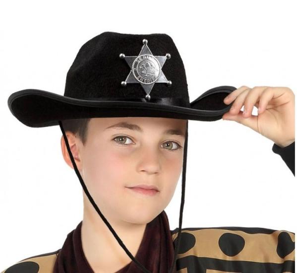 Mey İthalat® Çocuk Kovboy Şapkası Sheriff Şapkası Siyah Renk