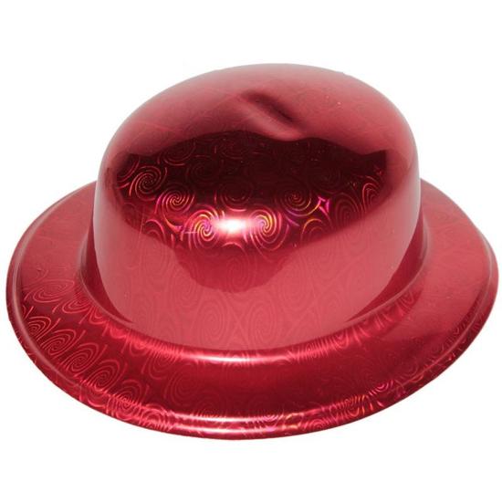 Mey İthalat® Kırmızı Renk Hologramlı Plastik Yuvarlak Melon 27x24 cm