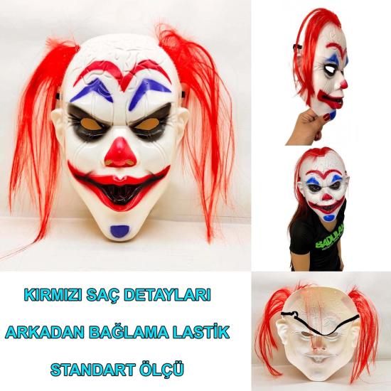 Mey İthalat® Kızıl Saçlı Joker Palyaço Maskesi