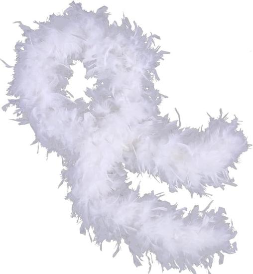 Mey İthalat® Beyaz Renk Kabarık Kalın Otriş Boa Tüy 6 cm Genişlik 180-200 cm Uzunluk