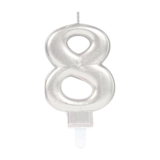 Mey İthalat® 8 Rakam Mum Gümüş Renk