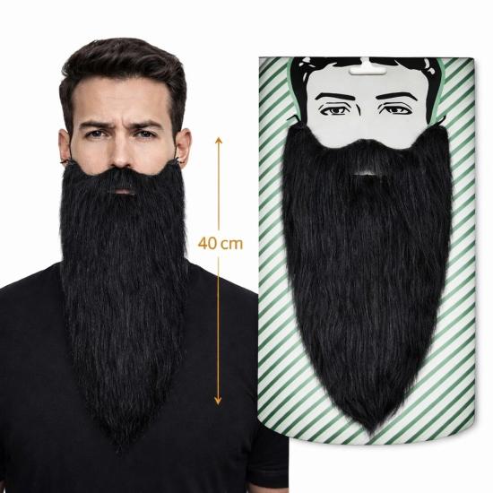 Mey İthalat® Siyah Renk Lastikli Uzun Takma Sakal 40 cm