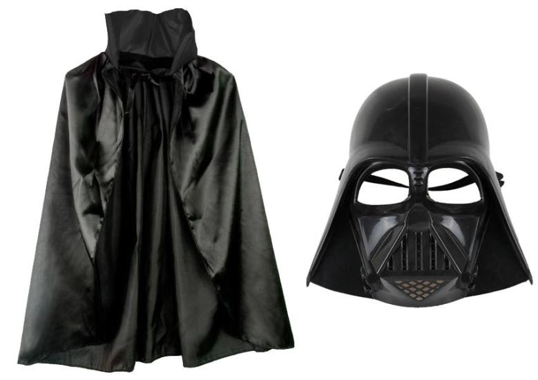 Mey İthalat® Çocuk Boy Yıldız Savaşları Star Wars Darth Vader Maskesi ve 90 cm Pelerin Seti Siyah