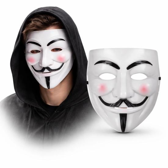 Mey İthalat® V Mask Premium Vendetta Beyaz Maske (Guy Fawkes Stil)