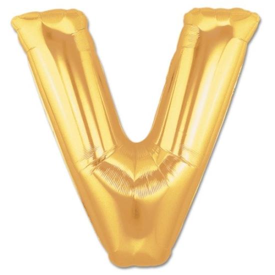 Mey İthalat® V Harf Folyo Balon Altın Renk  40 inç
